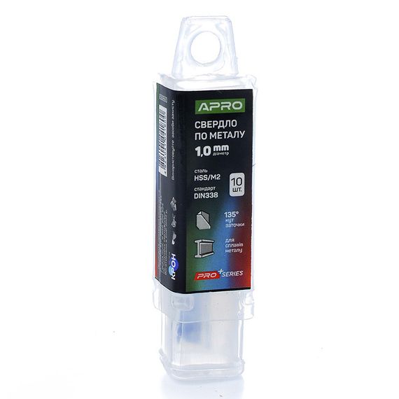 Свердло для металу HSS/M2 (6542) Ø 1,0 мм (тубус, кратність10 шт.) PRO APRO 8306601