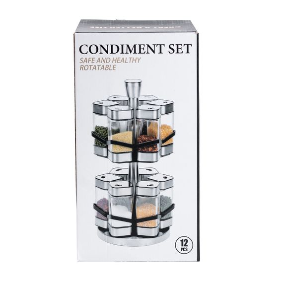 Набор для специй на подставке 12 баночек по 120 мл, хром с золотом HP1321 | Зображення 6