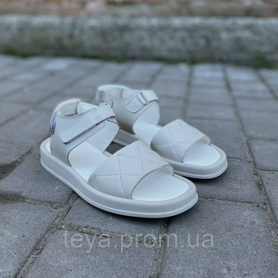 Жіночі босоніжки шкіряні літні молочні Emirro розміри 36, 38, 39, 40 FV_02620 | Зображення 2