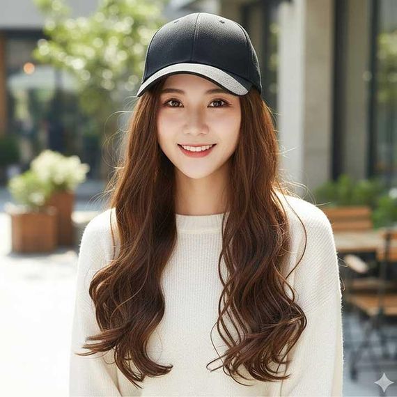 Парик кепка с волнистыми волосами 60 см Шатенка | Зображення 1