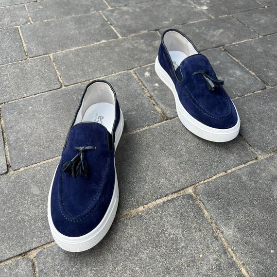 Синие лоферы на белой подошве 41 размер | Зображення 2