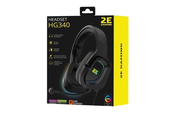 Гарнитура игровая 2E GAMING HG340 RGB USB 7.1 Black (2E-HG340BK-7.1) | Зображення 1