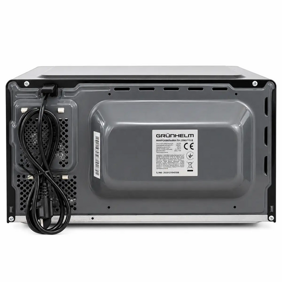 Микроволновая печь Grunhelm 20MX715-B 20 л 5 уровней мощности механическое управление размораживание 700 Вт Черный | Зображення 2