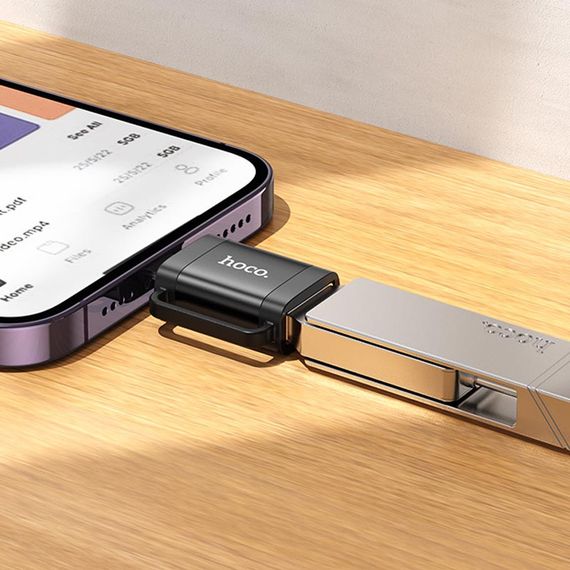 Перехідник Hoco UA31A OTG Lightning male to USB female Black | Зображення 4