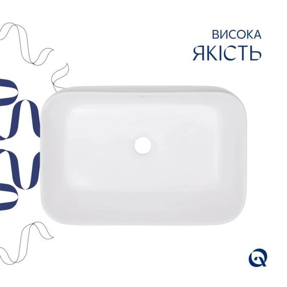 Комплект Qtap Scorpio: Раковина накладна 550x390x120 мм, White, прямокутна + Донний клапан Pop-up PU02 | Зображення 3