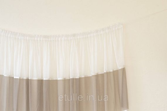 Готова коричнева коротка пошита тюльпан льон завіска для кухні, веранди, вітальня, коридору або спальні | Зображення 2