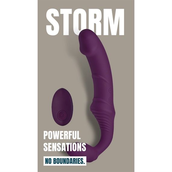 Безремінний вібрострапон Dream Toys Storm з пультом дистанційного керування, фіолетовий Sex Aura | Зображення 7