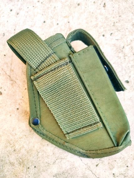 Кобура для ЛЕВШИ для ПМ-Макарова поясна з чохлом-підсумком для магазину (oxford, олива) MAS | Зображення 1