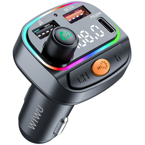 АЗП FM модулятор WIWU QC031 MP3 Car PD20W+QC3.0 (2USB-A/1C) Black | Зображення 2