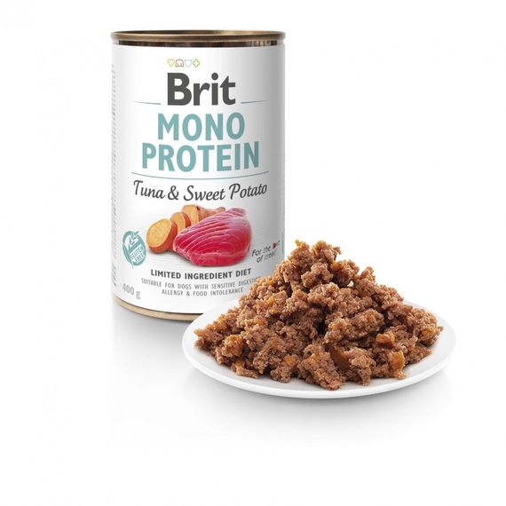 Влажный корм монопротеиновый с тунцом для собак Brit Mono Protein Dog Tuna та Sweet Potato, 400 гр | Зображення 1