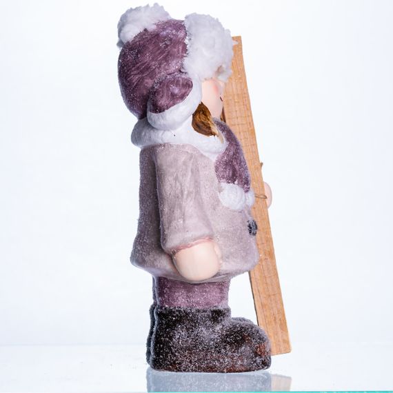 Новорічна фігурка Дівчинка з лижами з фарфору 12×8×23 (см) новорічний декор для дому, квартири, офісу CR-5-1 | Зображення 2