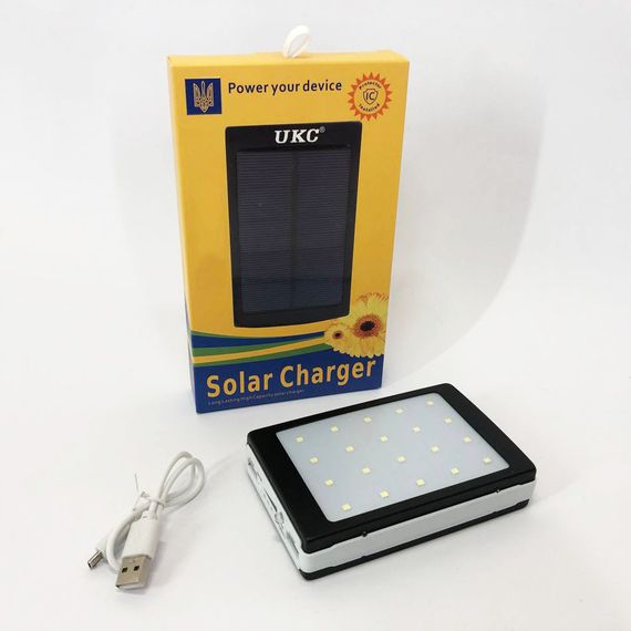 УМБ Power Bank Solar 40000 mAh мобільне зарядне із сонячною панеллю та лампою. AH-924 Колір: чорний | Зображення 1