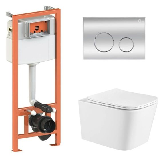 Набір Qtap Nest 4 в 1 підвісний унітаз Crow Ultra Quiet 490x360x290 + комплект інсталяції QT05335171W45129