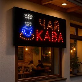 Светодиодная LED Вывеска "Кава Чай" 48х25см