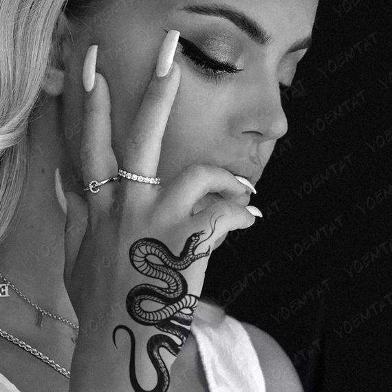 Тату tattoo временное татту наклейка на тело одноразовая лето змея | Зображення 1