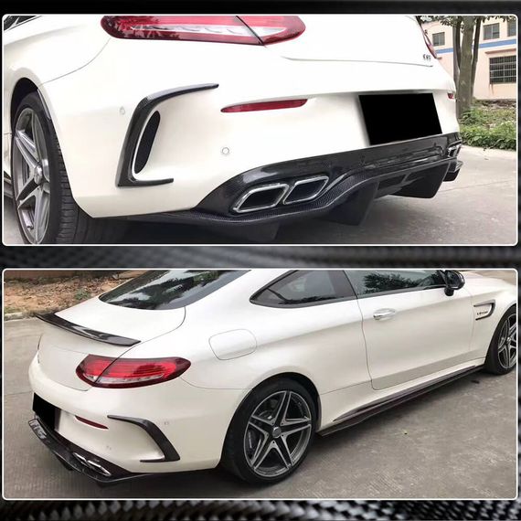 Дифузор заднього бампера V2 (для купе/кабріолет C63 AMG 2015-2019, Карбон) для Mercedes C-сlass W205 рр | Зображення 2