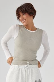 Двошаровий лонгслів у рубчик з імітацією жилетки - сірий цвет, S (є розміри)