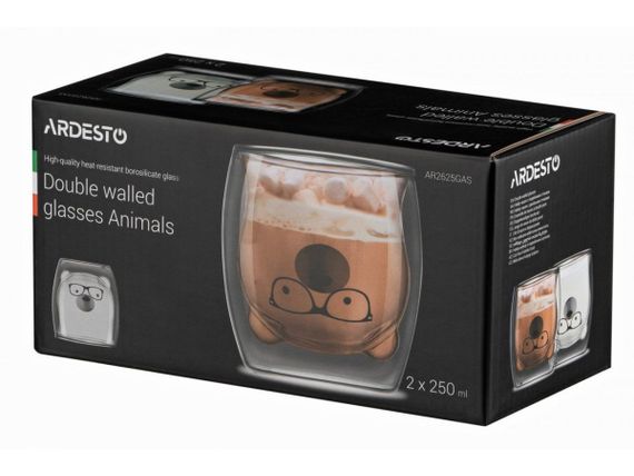 Набір склянок з подвійним дном Ardesto Animals AR-2625-GAS 250 мл 2 шт | Зображення 1