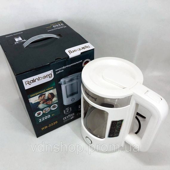 Електричний чайник з високою потужністю Rainberg RB-2220 2200 Вт 2 л, Стильний чайник з підсвічуванням EW-50 | Зображення 4