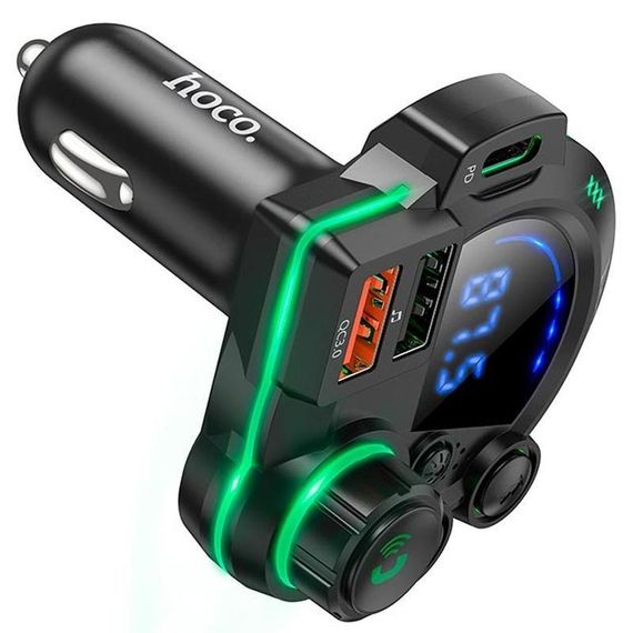 АЗП FM модулятор Hoco DFM01 Legend 20W+QC3.0 (2USB-A/1C) Black | Зображення 2