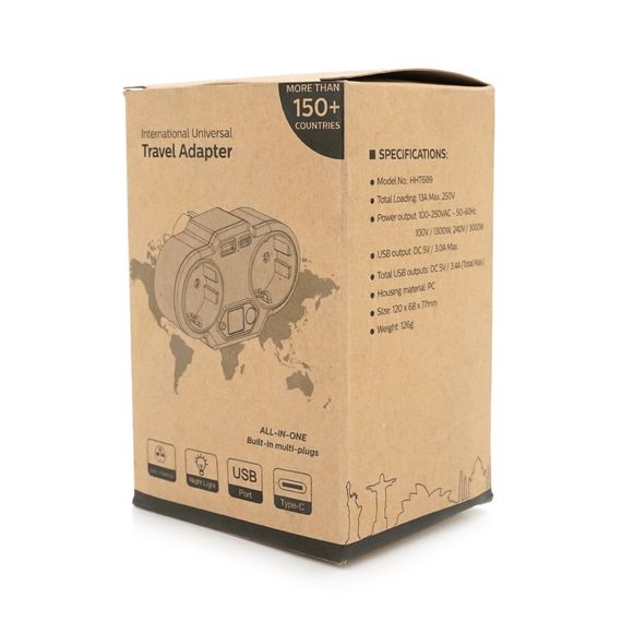 Розетка двойника с заземлением HHT609W, USB + Type-C, 3.4А, White | Зображення 1