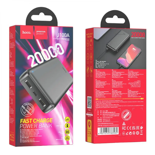 Павербанк 20000 mAh Hoco J100A чорний | Зображення 1