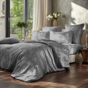 Комплект постельного белья SoundSleep Jacquard Nonpareil Noble Grey сатин-жаккард Двуспальный Евро 200х220 см светло-серый