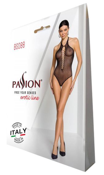 Бодістокінг з декольте Passion BS088 black, імітація корсетної шнурівки sexstyle | Зображення 8