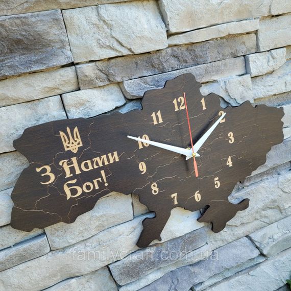 Настінний годинник Карта України з фанери Патріотичний дерев'яний годинник | Зображення 2