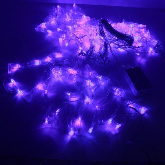 Гірлянда штора 2,5 м від мережі, з фігурками 12шт, Синій / Новорічна світлодіодна гірлянда на вікно | Зображення 9