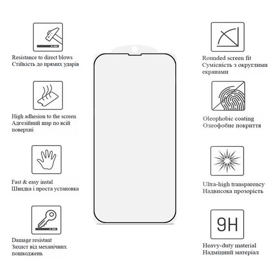 Скло захисне Drobak Apple iPhone 15 Plus Black Frame A+ (292904) | Зображення 2