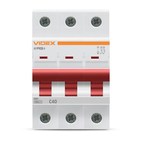 Автоматичний вимикач RS4 3п 40А С 4,5кА VIDEX RESIST (VF-RS4-AV3C40) | Зображення 2