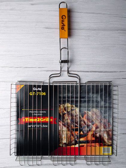 Решетка для гриля барбекю Gusto GT-7106 Time2Grill с ручкой из дерева для мангала  66х41х5,5 см | Зображення 2