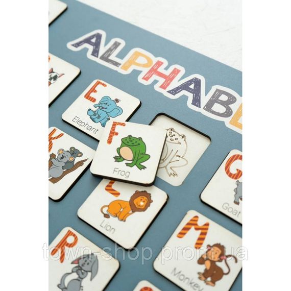 Деревянный алфавит-вкладыш английский "ALPHABET" синий 29х39 см | Зображення 2