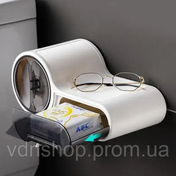 Держатель для туалетной бумаги, Белый / Клейкий настенный держатель для бумаги | Зображення 6