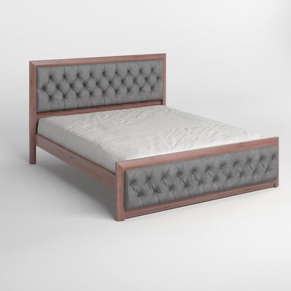 Двоспальне дерев'яне ліжко Mebigrand Барселона Б3 Горіх лісний/Аляска 93 (Сірий) 140х200 см (MBG-13711) | Зображення 1