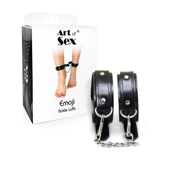 Поножи из экокожи Art of Sex Emoji Ankle cuffs Черные One Size | Зображення 2