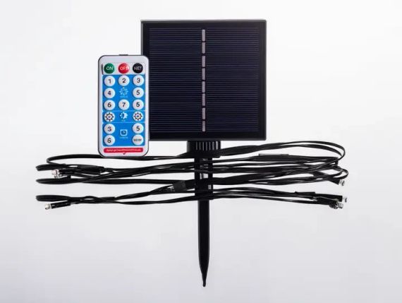 Гирлянда нить на солнечной батарее 1000 LED 100 м черный провод желтый | Зображення 5