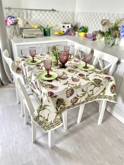 Скатертина гобеленова ARTICHOKE Limaso, 137x220, Прямокутна, Квітковий, Без люрексу, 60% поліестер, 24% бавовна, 16% акрил, Гобелен | Зображення 2