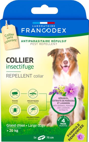 Ошейник от блох и клещей Francodex Repellent Collar для собак весом от 20 кг, 72 см