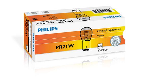 Указательная лампа накаливания PHILIPS 12088CP PR21W 12V 21W BAW15s Red | Зображення 1