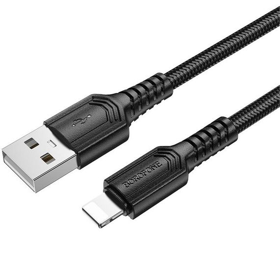 Дата кабель Borofone BX116 Certain USB to Lightning 2.4A (1m) Black | Зображення 1