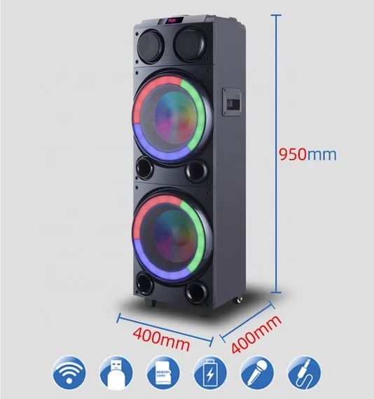 Акустическая система портативная XPRO HS-TD1020 с двумя микрофонами караоке(MER-15697_9455) | Зображення 6