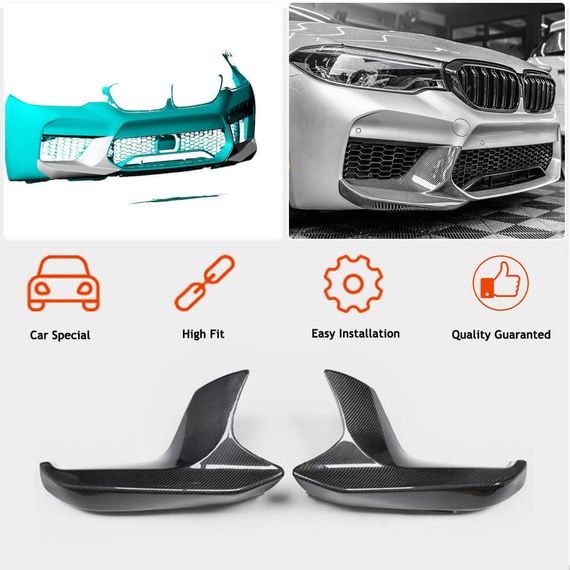 Накладки на передній бампер Flap (для M5 F90 2017-2020, Карбон) для BMW 5 серія G30/31 рр | Зображення 1