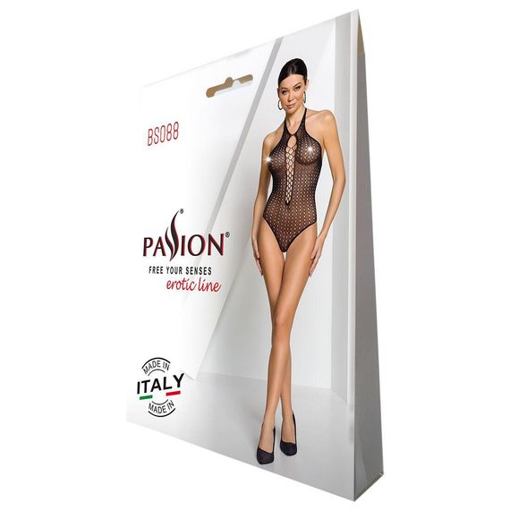 Бодістокінг з декольте Passion BS088 black, імітація корсетної шнурівки, One size | Зображення 7