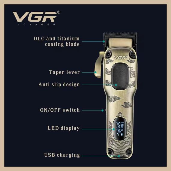 Машинка для стрижки волосся VGR V-027 бездротова, професійна XPRO (45560-V-027_1015) | Зображення 5