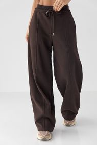 Спортивні штани палаццо з накладною кишенею - темно-коричневий цвет, L (є розміри)