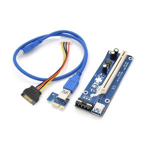 Riser PCI-EX, x1 => x16, 4-pin MOLEX, SATA => 4Pin, USB 3.0 AM-AM 0, 6 м (синій), конденсатори CS 220 16V, Пакет