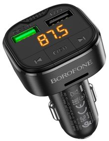 FM трансмиттер модулятор Borofone BC43 Flash QC3.0 Bluetooth Автомобильное зарядное устройство Черный