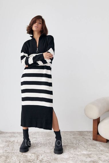 В'язане плаття oversize в смужку колір чорний FL_000893 | Зображення 5